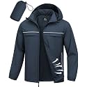 ZITY Mens Waterproof Rain Jacket Windbreaker Raincoat Hooded &amp; Mesh‑Lined