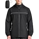 ZITY Mens Waterproof Rain Jacket Windbreaker Raincoat Hooded &amp; Mesh‑Lined