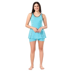 zium 4-way lycra one piece women swimsuit a-line with attached cycling shorts amp padded with lining