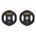 ZIVA 35lb Studio Barbell Weight Set – Adjustable Home Gym Kit with Standard Rubber Urethane Plates, 5' Chrome Bar (1.18" diam) &amp; Collars | Extra Plates Not Included