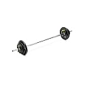 ZIVA 35lb Studio Barbell Weight Set – Adjustable Home Gym Kit with Standard Rubber Urethane Plates, 5' Chrome Bar (1.18" diam) & Collars | Extra Plates Not Included