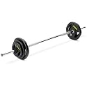 ZIVA 35lb Studio Barbell Weight Set – Adjustable Home Gym Kit with Standard Rubber Urethane Plates, 5' Chrome Bar (1.18" diam) &amp; Collars | Extra Plates Not Included