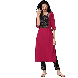 ZIYAA Womens Crepe Straight Kurta