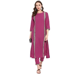 ZIYAA Womens Crepe Straight Kurta