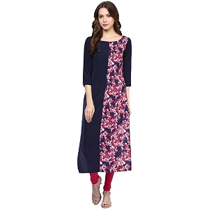 ZIYAA Womens Straight Crepe Kurta