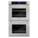 ZLINE 30" Autograph Edition Double Wall Oven with Self Clean and True Convection in Fingerprint Resistant Stainless Steel and Gold (AWDSZ-30-G)