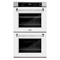 ZLINE 30 in. Professional True Convection Double Wall Oven with Air Fry and Self Clean in Stainless Steel with White Matte Doors (WAD-WM-30)