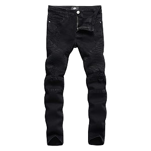 zlz men39s ripped skinny distressed destroyed slim fit stretch biker jeans pants with holes