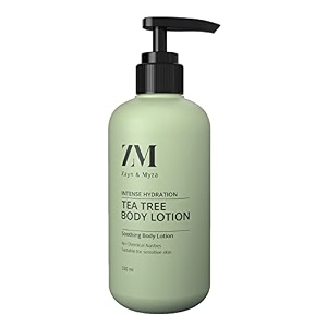 zm tea tree body lotion for acne prone skin  moisturizing amp hydrating body lotion for dry normal amp oily skin  non-greasy lightweight lotion  with shea butter - 250ml