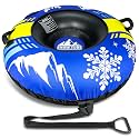ZMLM Snow Tubes for Sledding Heavy Duty - Inflatable Snow Tube with Premium Canvas Cover for Kids Adults,Towable Snow Sled Thickened Bottom Winter Gift Outdoor Fun Toys