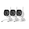 Zmodo 1080p Outdoor Wireless Camera, 3 Pack Indoor Outside WiFi Cameras, IR Night Vision, Motion Detection, Remote View, Easy Setup, White, Plug-In, Compatible with Alexa 3 Count