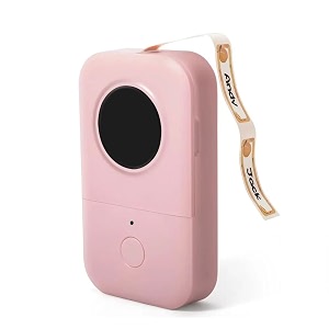 znine portable mini wireless label printer for kithen d30 label maker machine compatible with iosandroid for jars with 1 roll thermal label sticker paper pink