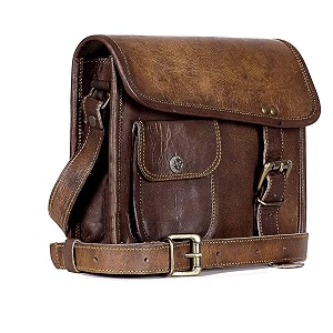 znt bags leather 1134 inch leather sling bags for men and women distressed bag satchel unisex messenger bag ideal for tablet 10534 hard brown