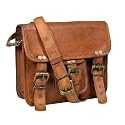 ZNT BAGS Pure Handmade Vintage Leather Sling Bag For Ipad Stylish Real Genuine Messenger Shoulder BAGS Crossbody Boys Girl Man Woman (Leather Sling Bag - Square), Brown