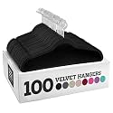 ZOBER Non-Slip Velvet Hangers - Suit Hangers (100 Pack) Ultra Thin Space Saving 360 Degree Swivel Hook Strong and Durable Clothes Hangers Hold Up-to 10 Lbs, for Coats, Jackets, Pants, Dress Clothes