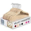 ZOBER Non-Slip Velvet Hangers, Suit Hangers Ultra Thin Space Saving 360 Degree Swivel Hook Strong and Durable Clothes Hangers Hold Up-to 10 Lbs, for Coats, Jackets, Pants, & Dress Clothes (30 Pack)