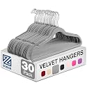 ZOBER Space Saving Velvet Hangers Strong and Durable Hold Up to 10 Lbs - 360 Degree Chrome Swivel Hook - Ultra Thin Non Slip Suit Hangers, Black (30 Pack)