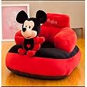 Zoby Baby Soft Plush Cushion Cotton Baby Sofa (Red-Black-Micky)