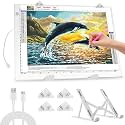 Zocelight A4 Light Pad for Diamond Art kit for Adults,Ultra Thin Light Board with Stand and Clip for Diamond Painting Accessories,3 Levels Dimming Light Box for Drawing,Sketching,Animation(White)