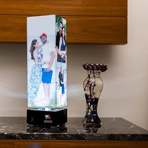 zoci voci anniversary gift rotating photo lamp photo frame with upto 13 photos  wedding gift marriage gifts for couple special 13 photo collage - frameless led acrylic white