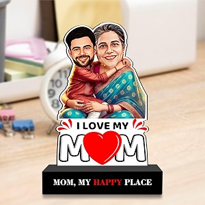 zoci voci personalized caricature for mom  custom photo cartoon standee  my happy place gift for mother  unique birthday amp mothers day gift from sondaughter