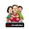 ZOCI VOCI Personalized Caricature for Mom – Custom Photo Cartoon Standee | “Mom Our Safe Place” Emotional Gift | Unique Birthday &amp; Mother’s Day Gift from Son/Daughter