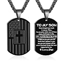 Zocomi To My Son Dad Brother Grandson Husband Man Dog Tag Cross Necklace
