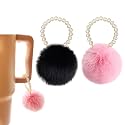 2pcs Cute Pearl Pom Charms Compatible with Stanley Simple Modern Tumbler 40oz With Handle, Black Pink Personalized Charm Cup Accessories for Teens Girls Friend Women Mother (2pcs Pompom)