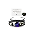 Zodiac Signs Spirit Bracelet Zodiac Bracelet for Women Men Adjustable 12 Constellation Bracelet Multilayer Zodiac Black Leather Bracelets Zodiac Sign Wrap Bracelet for Women Men Birthday Jewelry