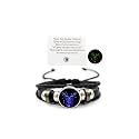 Zodiac Signs Spirit Bracelet Zodiac Bracelet for Women Men Adjustable 12 Constellation Bracelet Multilayer Zodiac Black Leather Bracelets Zodiac Sign Wrap Bracelet for Women Men Birthday Jewelry