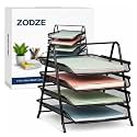 ZODZ Metal Mesh Desk Organizer File Tray | 4 Tier Document Letter Tray Stand for Office & Home | Stackable Paper Organizer for A4 Files, Books & Notebooks | Black