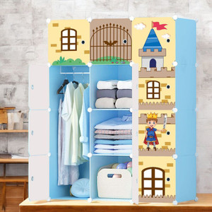 zofiy 12 door 12 shelf plastic metal collapsible wardrobe clothes organiser pp collapsible wardrobe finish color - yellow castle diydo-it-yourself