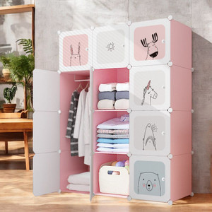 zofiy 12 door 12 shelf plastic metal collapsible wardrobe clothes organiser pp collapsible wardrobe finish color - pink ziraffe diydo-it-yourself