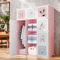 Zofiy 12 Door 12 Shelf Plastic Metal Collapsible Wardrobe, Clothes Organiser PP Collapsible Wardrobe (Finish Color - PINK ZIRAFFE, DIY(Do-It-Yourself))