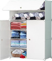 Zofiy 3 Door 6 Shelf Plastic Metal Collapsible Wardrobe, Clothes, Shoes,etc. Organiser PP Collapsible Wardrobe (Finish Color - PURE WHITE, DIY(Do-It-Yourself))