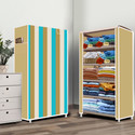 Zofiy 5 Layer Beige Strip Print PP Collapsible Wardrobe (Finish Color - Beige Strip Modern Print, DIY(Do-It-Yourself))