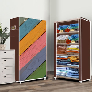 zofiy 5 layer colorful wood print pp collapsible wardrobe