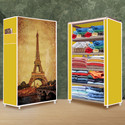 Zofiy 5 Layer Eiffel Tower Print PP Collapsible Wardrobe (Finish Color - Eiffel Tower Modern Print, DIY(Do-It-Yourself))