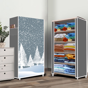 zofiy 5 layer felling snow print pp collapsible wardrobe finish color - felling snow modern print diydo-it-yourself