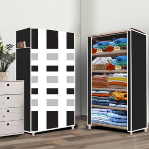 zofiy 5 layer french door print pp collapsible wardrobe finish color - french door modern print diydo-it-yourself