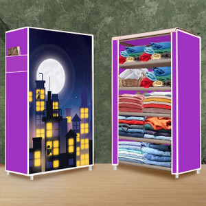zofiy 5 layer town building print pp collapsible wardrobe finish color - town building modern print diydo-it-yourself