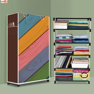zofiy 5 shelf foldable collapsible wardrobe storage organizer almirah cloth rack pp collapsible wardrobe