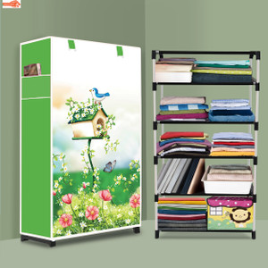 zofiy 5 shelf foldable collapsible wardrobe storage organizer almirah cloth rack pp collapsible wardrobe