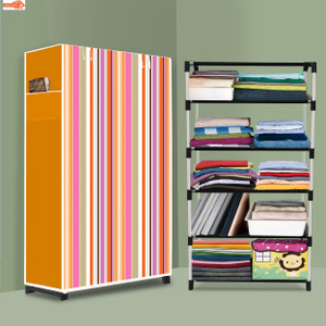 zofiy 5 shelf foldable collapsible wardrobe storage organizer almirah cloth rack pp collapsible wardrobe