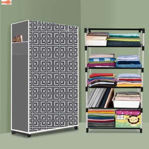 zofiy 5 shelf foldable collapsible wardrobe storage organizer almirah cloth rack pp collapsible wardrobe