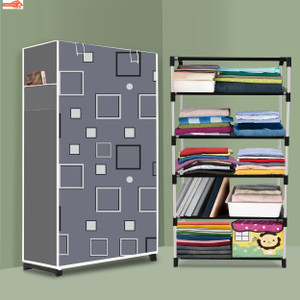 zofiy 5 shelf foldable collapsible wardrobe storage organizer almirah cloth rack pp collapsible wardrobe