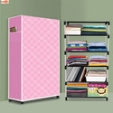 Zofiy 5 Shelf Foldable Collapsible Wardrobe Storage Organizer Almirah Cloth Rack PP Collapsible Wardrobe (Finish Color - Stars Pattern Modern Printed, DIY(Do-It-Yourself))