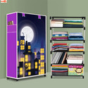 Zofiy 5 Shelf Foldable Collapsible Wardrobe Storage Organizer Almirah Cloth Rack PP Collapsible Wardrobe