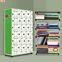 Zofiy 5 Shelf Foldable Collapsible Wardrobe Storage Organizer Almirah Cloth Rack PP Collapsible Wardrobe