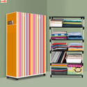 Zofiy 5 Shelf Foldable Collapsible Wardrobe Storage Organizer Almirah Cloth Rack PP Collapsible Wardrobe